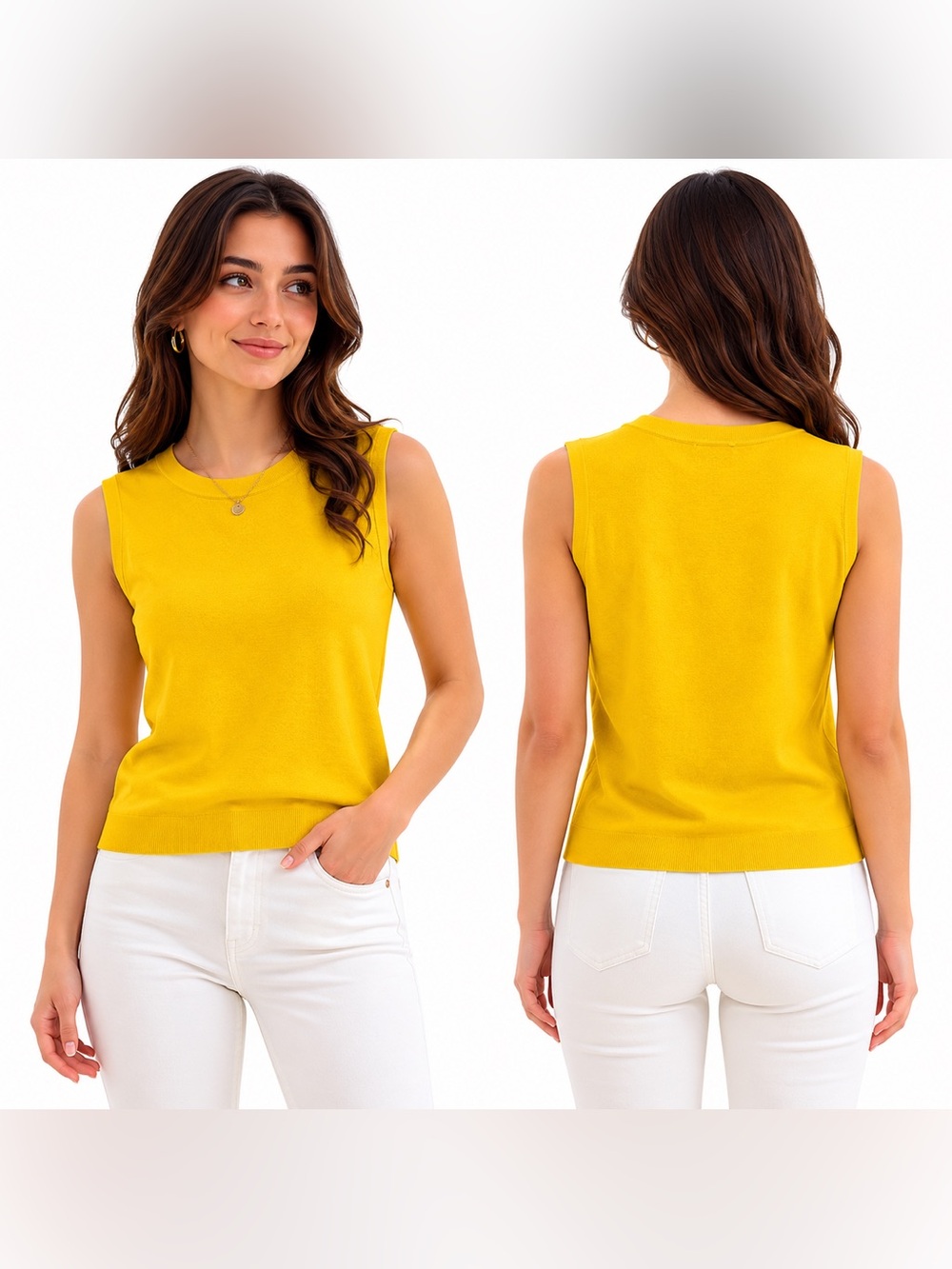Zara NWT Bright Yellow Sleeveless Knit Tank